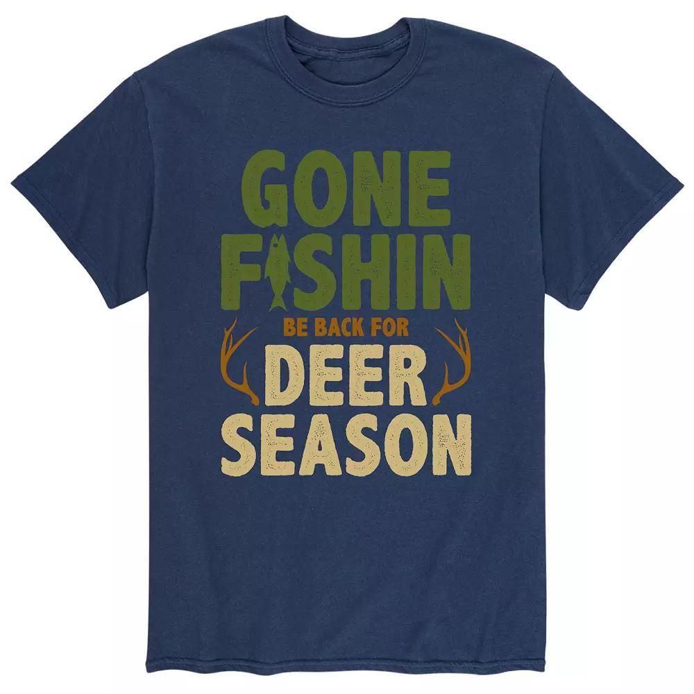 Men's "Gone Fishin Be Back For Deer Season" Tee, Size: Medium, Black Product Image