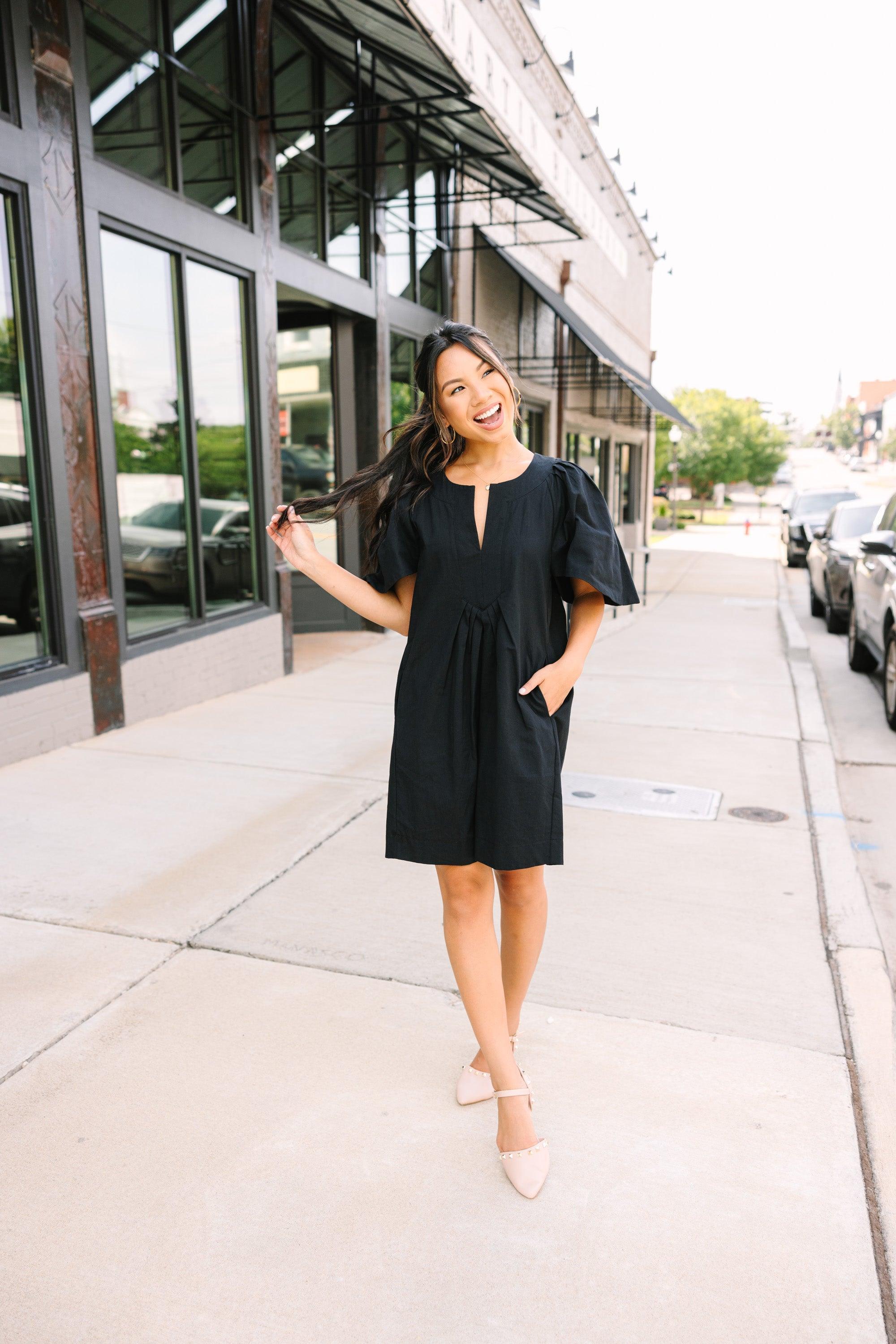 Pep In Your Step Black Shift Dress Female Product Image