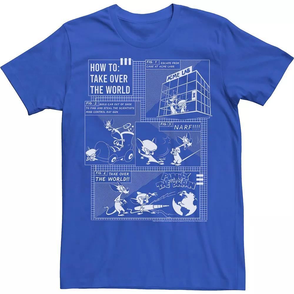 Men's Pinky And The Brain How To Take Over The World Schematic Tee, Size: Small, Royal Product Image