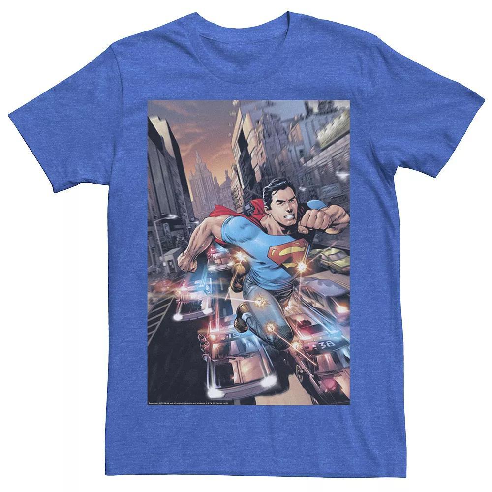 Men's DC Comics Superman Flashing Lights Poster Tee, Size: Medium, Royal Grey Product Image