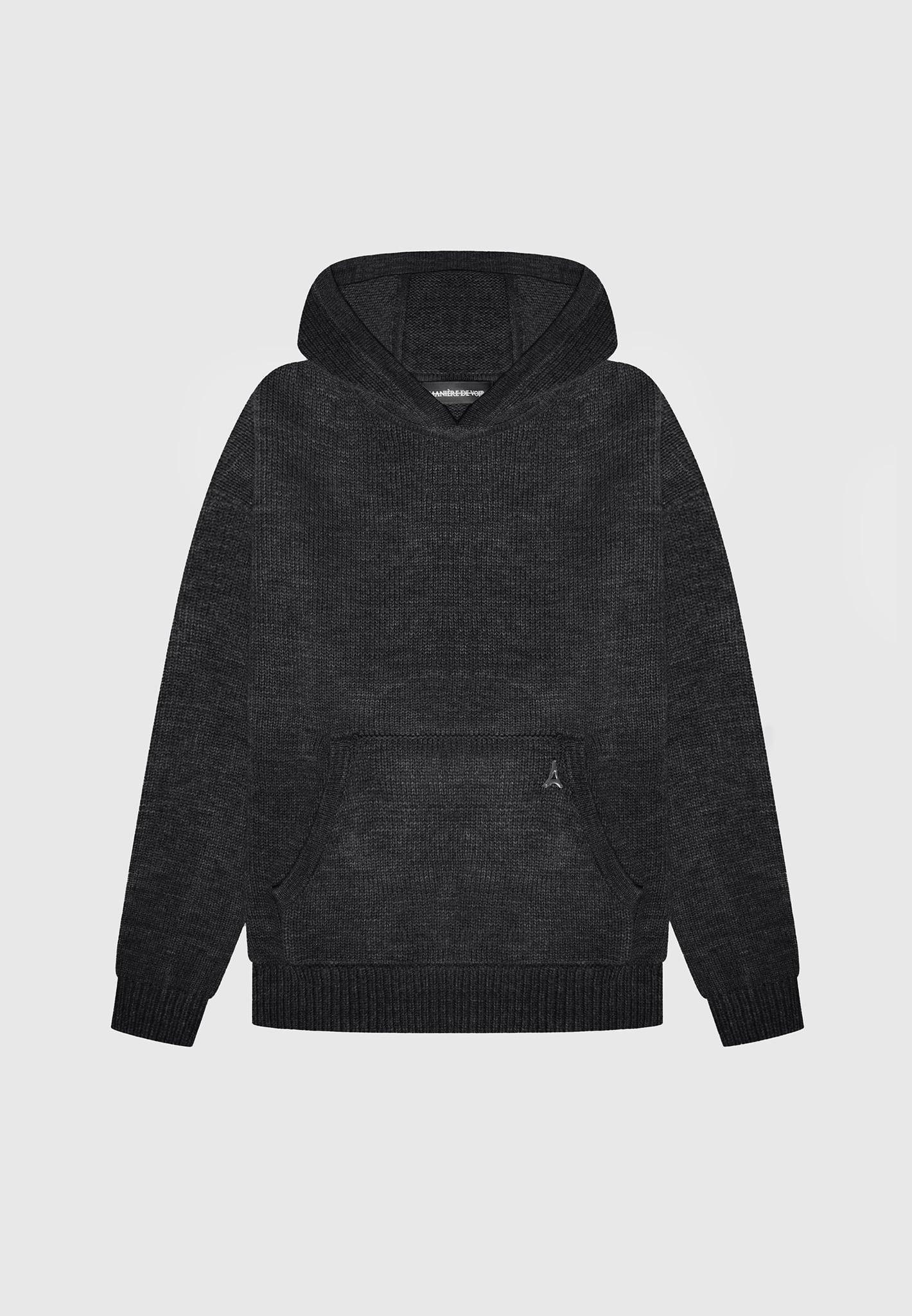Knitted Hoodie - Black Marl Male Product Image