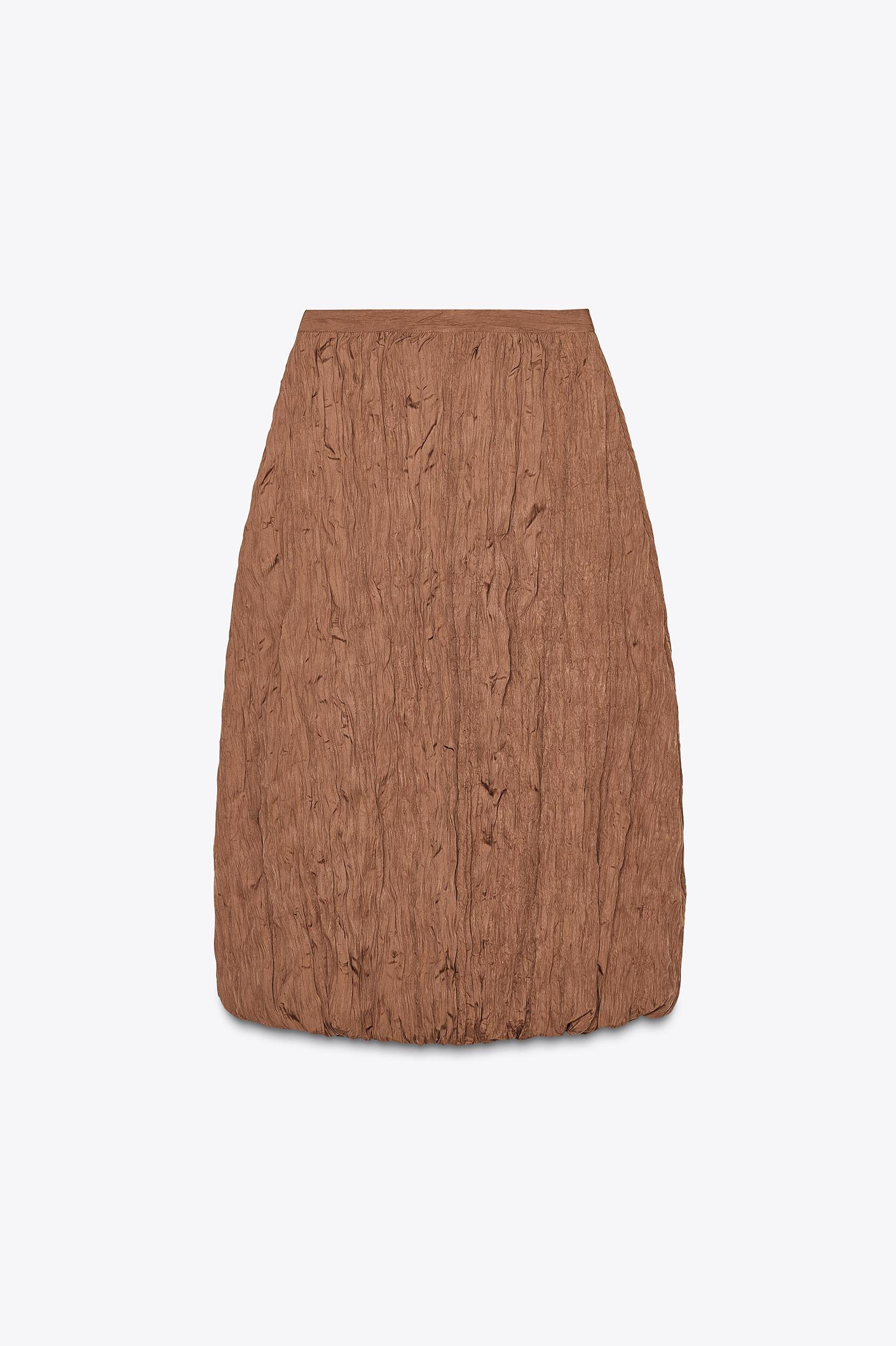 WRINKLED EFFECT BALLOON MIDI SKIRT Product Image