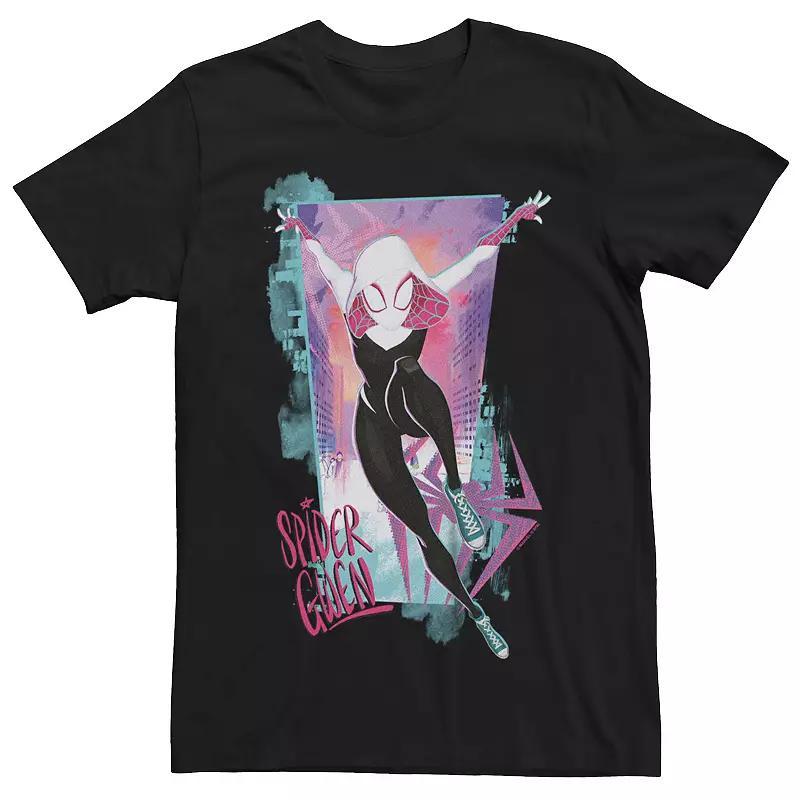 Big & Tall Marvel Spiderman Across The Spider Verse Spider-Gwen Swinging Graphic Tee, Men's, Size: Large Tall, Black Product Image