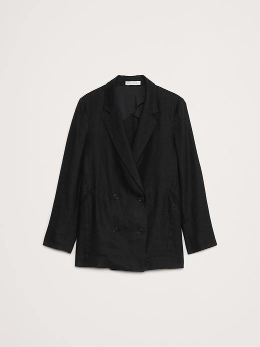 Relaxed Double-Breasted Linen Blazer Product Image