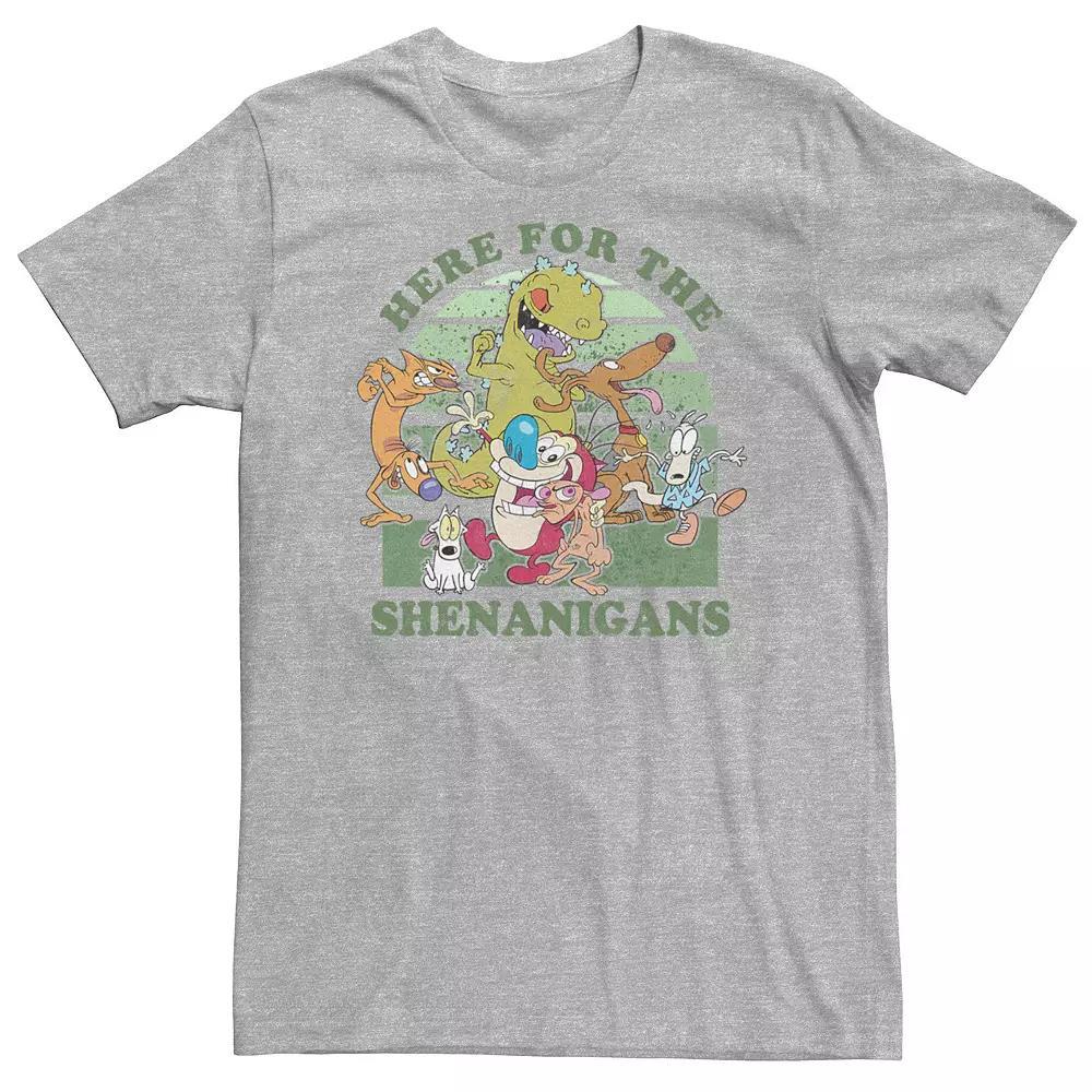 Big & Tall Here For The Shenanigans Multiple Nickelodeon Character Collab Tee, Men's, Size: 4XL Tall, Athletic Grey Product Image