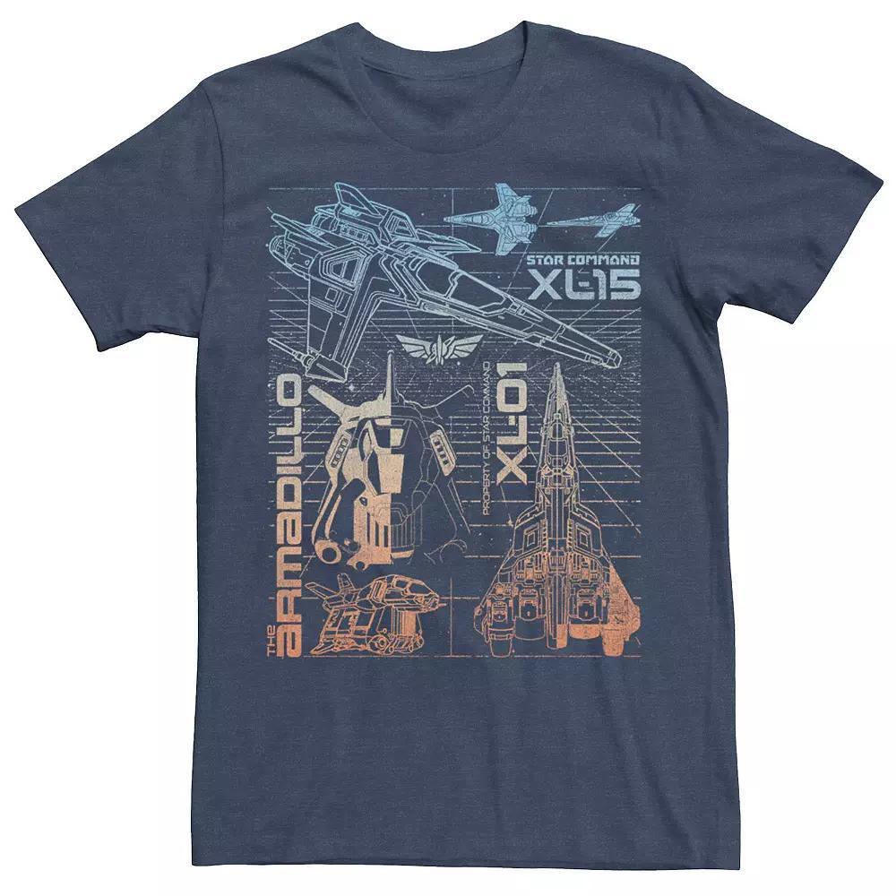 Disney / Pixar's Lightyear Men's Star Command Spaceships Logo Tee, Size: XXL, Navy Grey Product Image