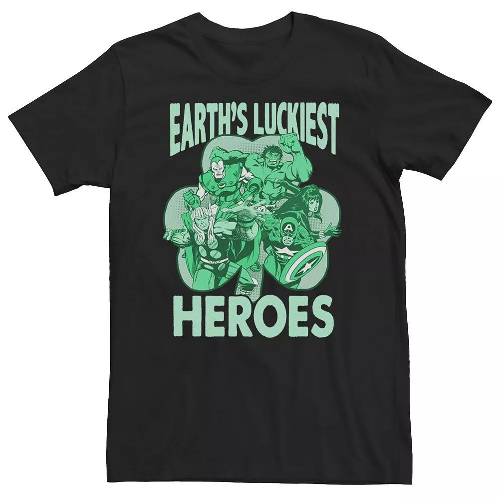 Big & Tall Marvel St. Patrick's Day "Earth's Luckiest Heroes" Tee, Men's, Size: 4XLT, Black Product Image