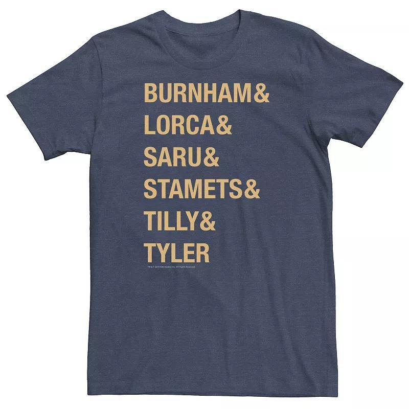 Big & Tall Star Trek Discovery Crew Gold Name Stack Tee, Men's, Size: 4XL, Navy Grey Product Image