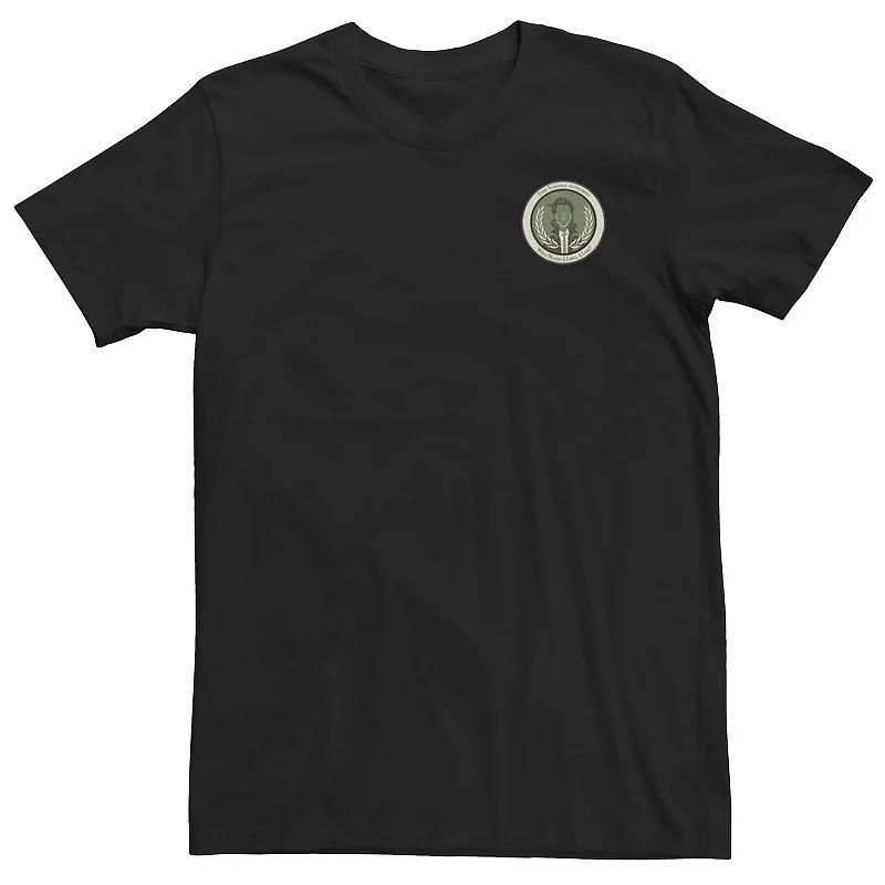 Mens Star Wars Distressed Tilted Yellow Logo Tee Navy Grey Product Image
