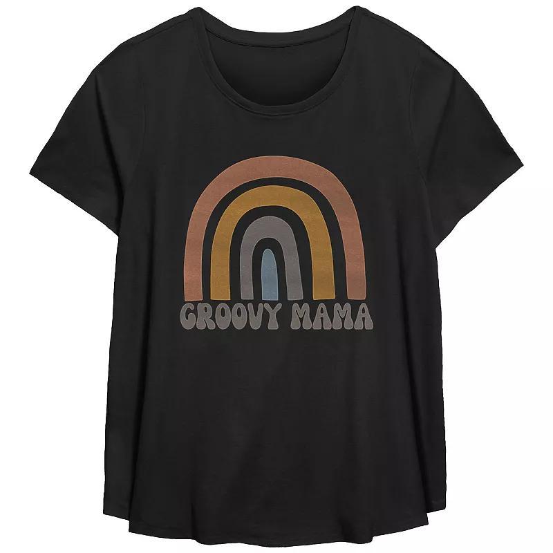 Plus Size Mean Girls I'm Not A Regular Mom I'm A Cool Mom Scoop Hem Flowy Graphic Tee, Women's, Size: 5XL, Black Product Image