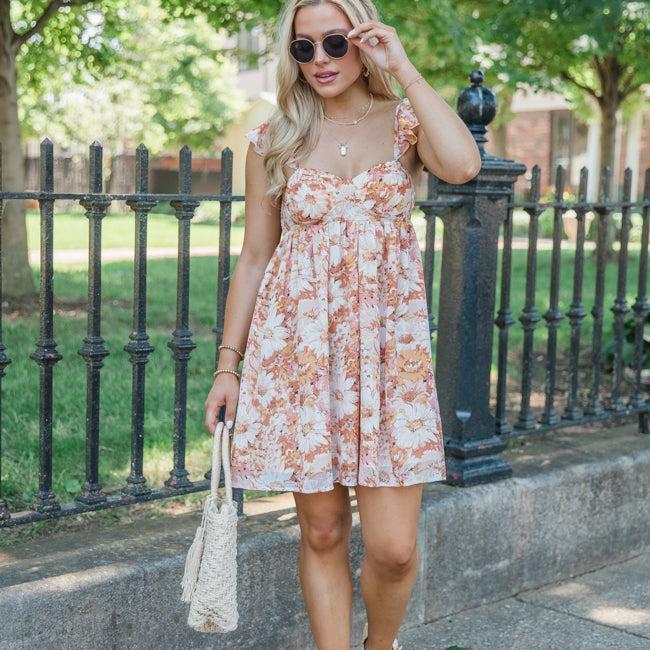 On The Way Home Multi Printed Frill Shoulder Mini Dress FINAL SALE Product Image