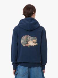 PRICKLY SLOGAN BACK PRINT HOODIE in blue | JW Anderson US  Product Image