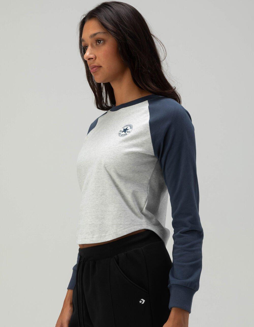 CONVERSE Raglan Womens Long Sleeve Tee - GRAY COMBO Product Image