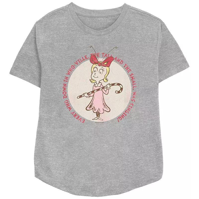 Women's Dr. Seuss Cindy Lou Who Stamp Relaxed Fit Graphic Tee, Size: XXL, Athletic Grey Product Image