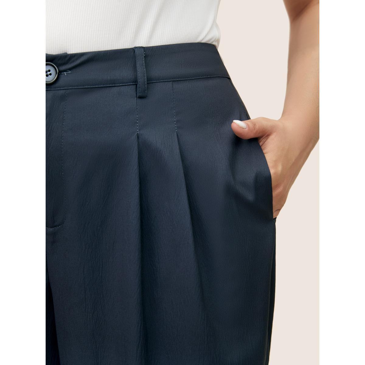 Plus Size Ombre Pleated High Rise Straight Leg Pants Women Indigo Resort Straight Leg High Rise Vacation Pants BloomChic 18-20/2X Product Image