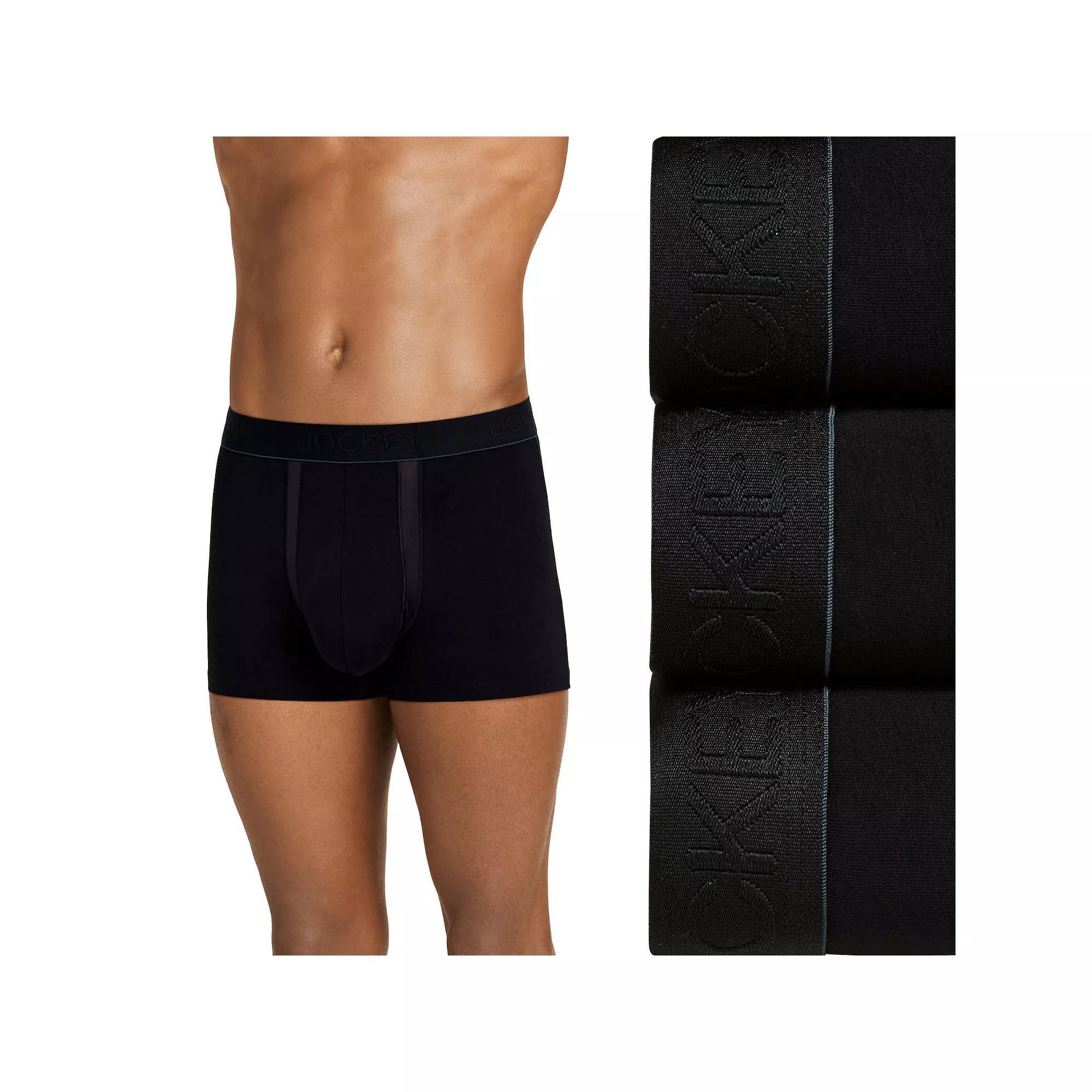 Men's Jockey® 3-Pack Chafe-Proof Pouch Stretch Trunk Briefs, Size: Large, Black Product Image