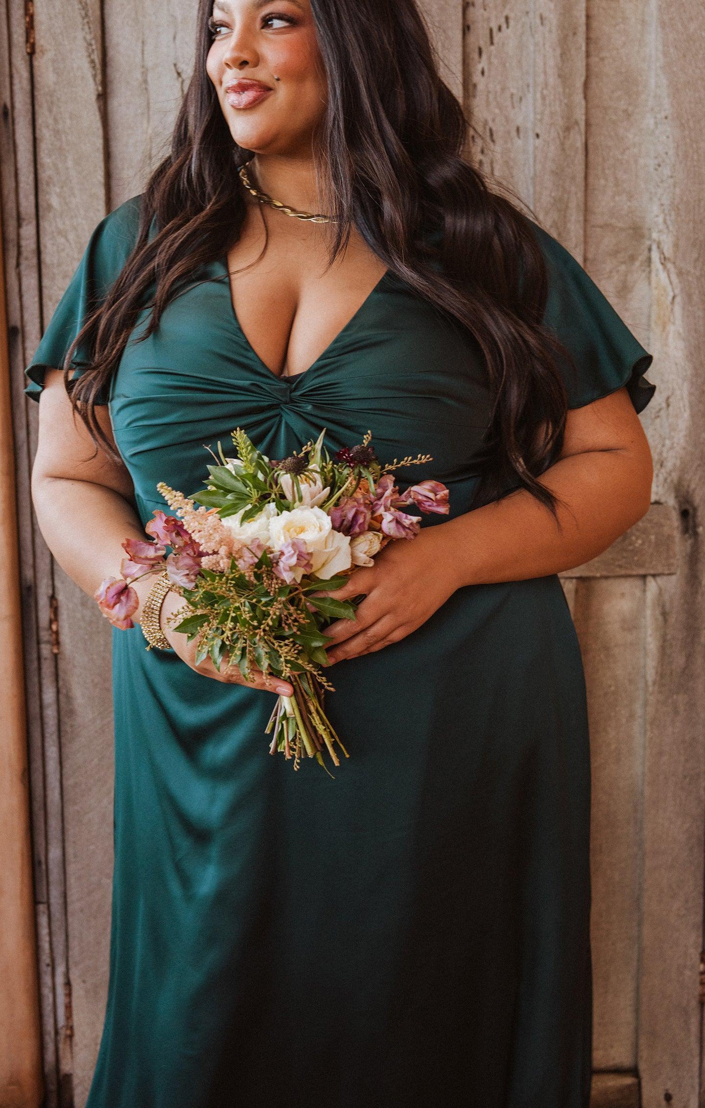 Rome Twist Gown ~ Deep Emerald Luxe Satin Product Image