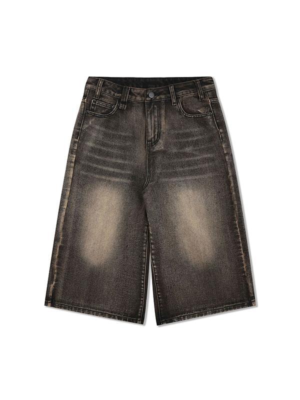 Men'S Vintage Washed Loose Straight Shorts Product Image