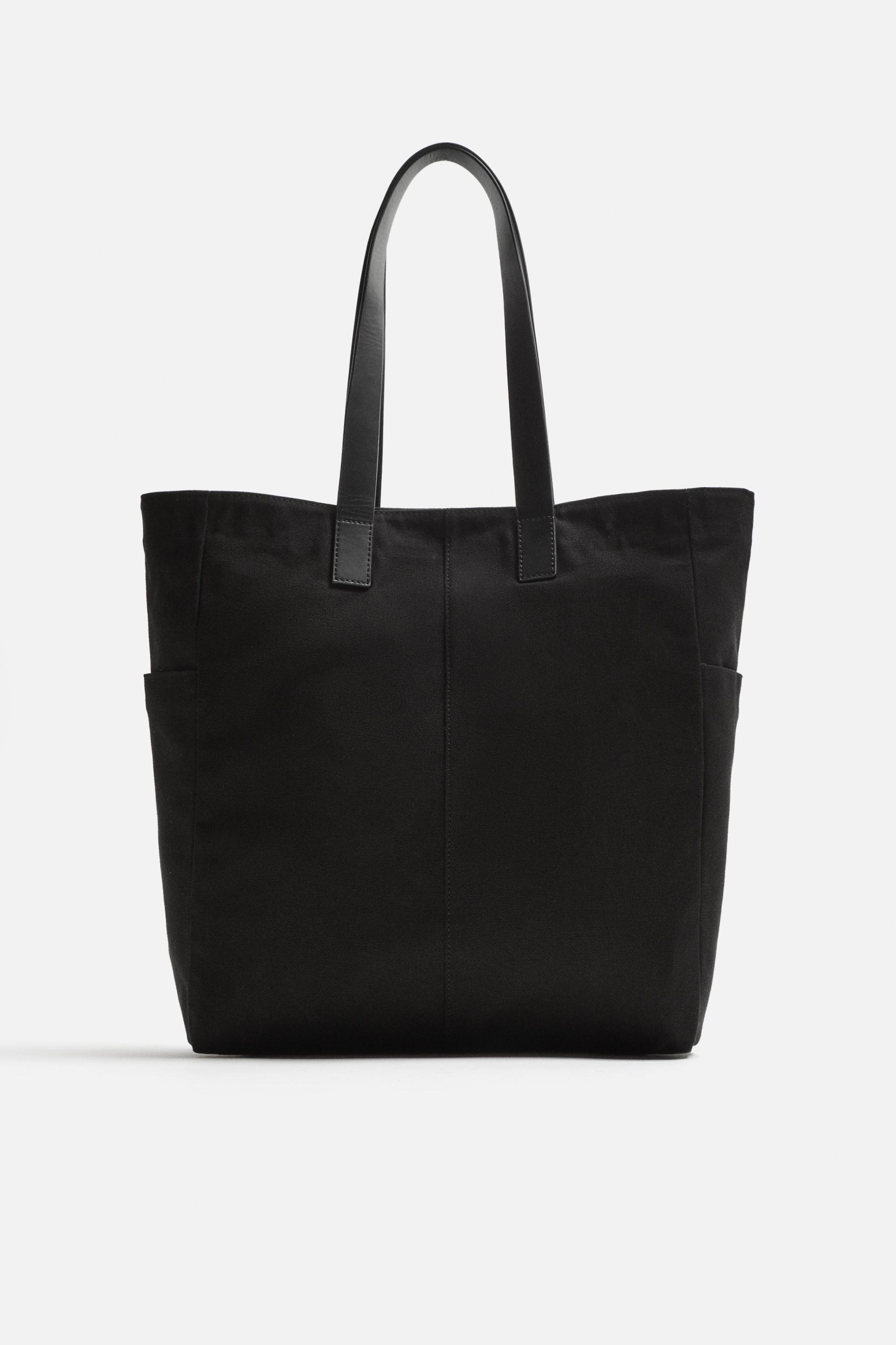 LEATHER AND FABRIC TOTE Product Image