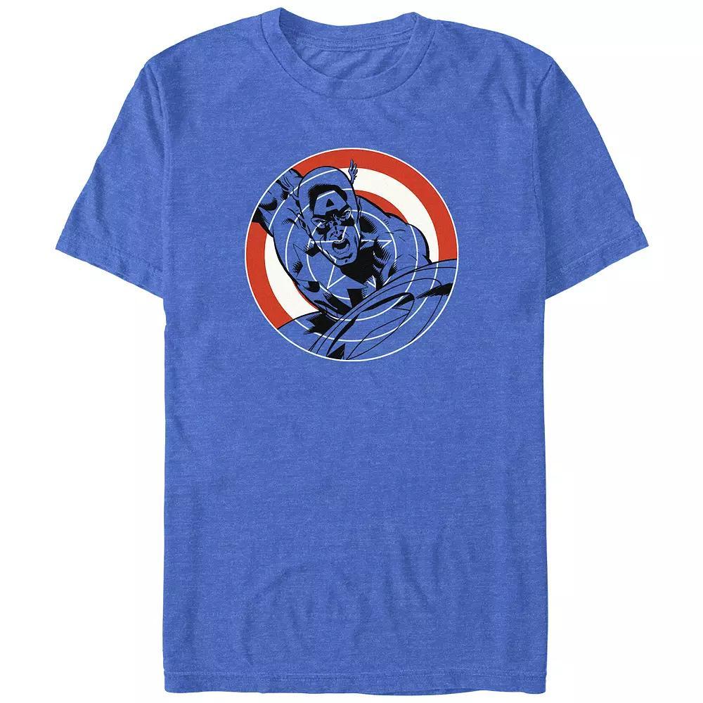 Big & Tall Marvel Captain America Shield Poster Graphic Tee, Men's, Size: 4XL, Royal Grey Product Image