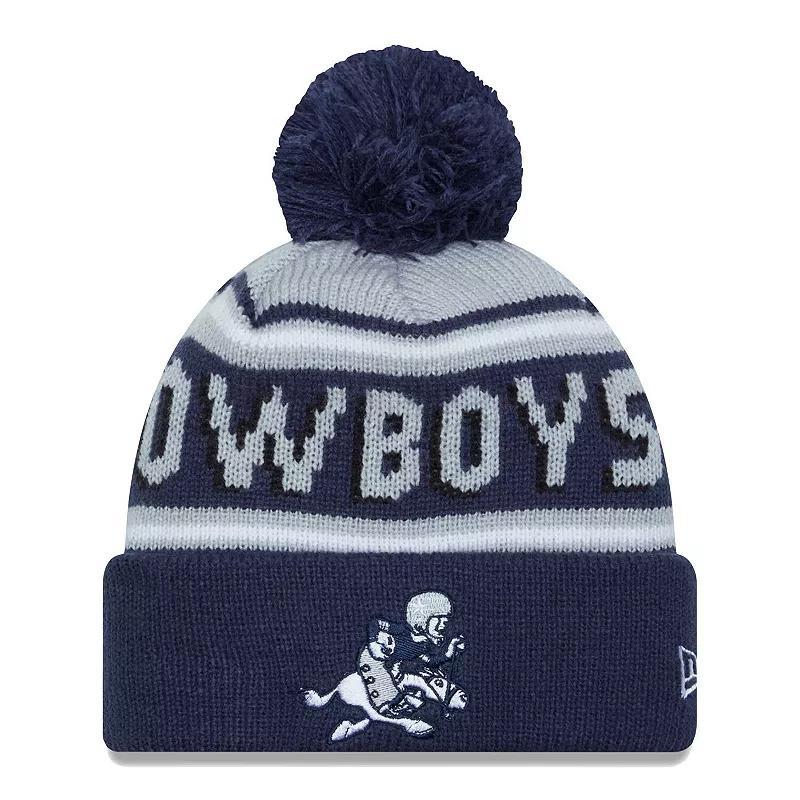 Mens New Era Dallas Cowboys Retro Joe Main Cuffed Knit Hat with Pom, Blue Product Image