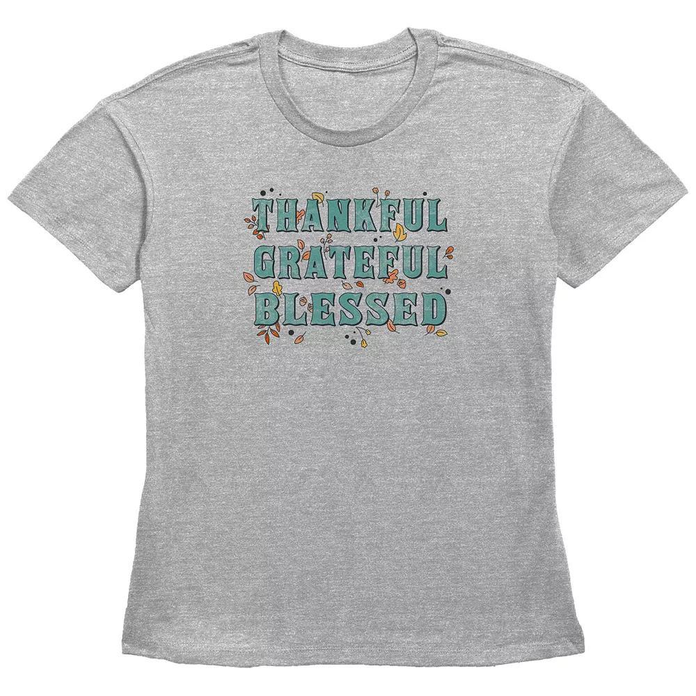 Women's Thankful Grateful Blessed Graphic Tee, Size: Large, Grey Gray Product Image