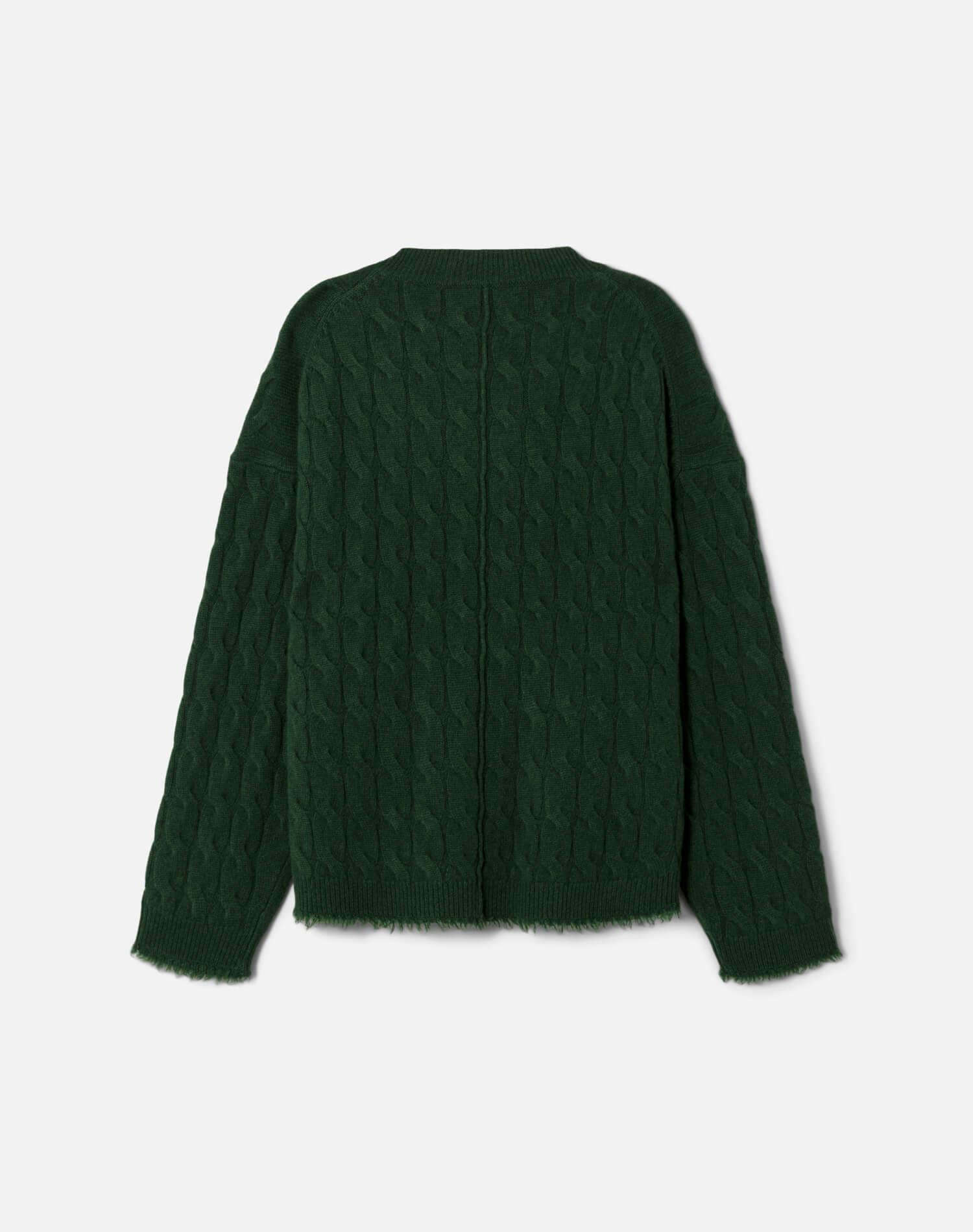 Cable V Neck Pullover - Cedar Product Image