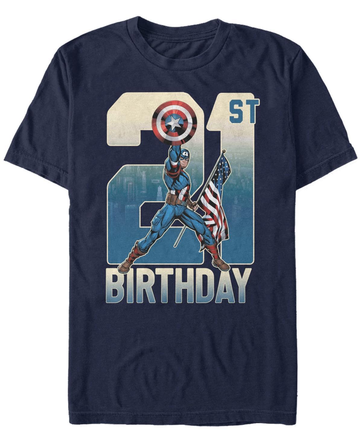 Men's Captain America 21st Birthday Tee, Size: Small, Blue Product Image