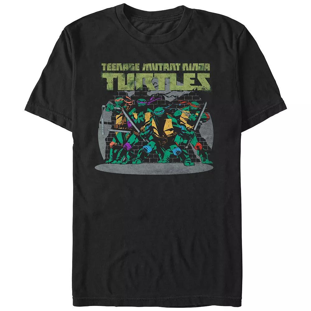 Men's Teenage Mutant Ninja Turtles Against The Wall Poster Graphic Tee, Size: Large, Black Product Image