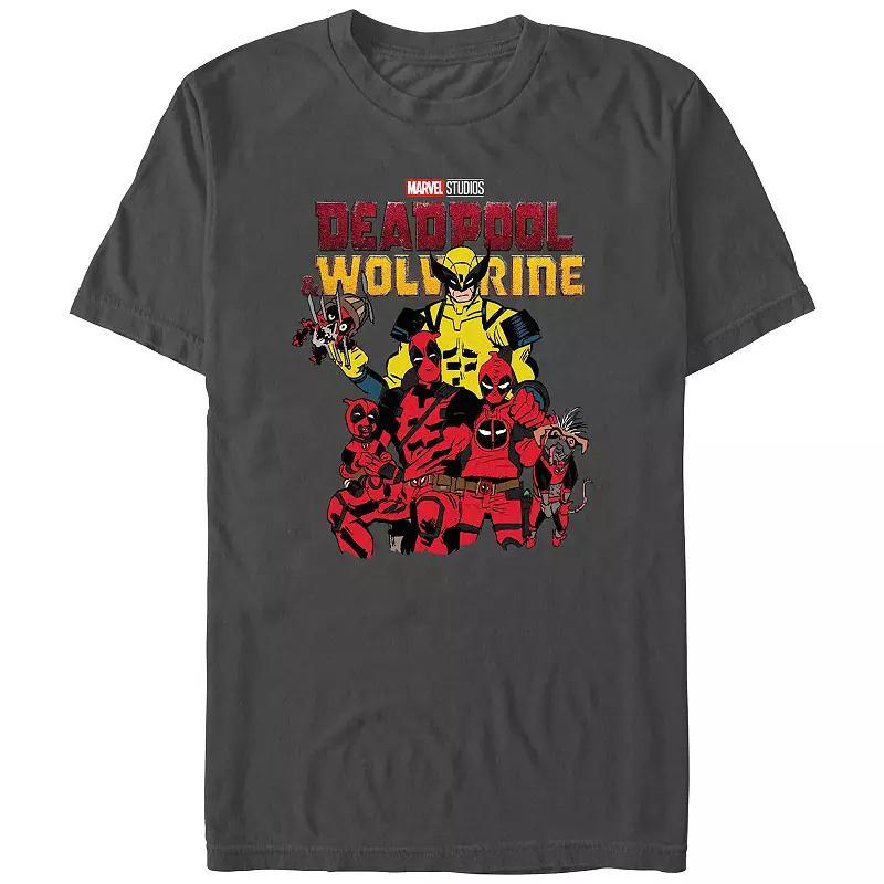 Men's Marvel Deadpool And Wolverine Deadpool Family Poster Graphic Tee, Size: XXL, Grey Product Image