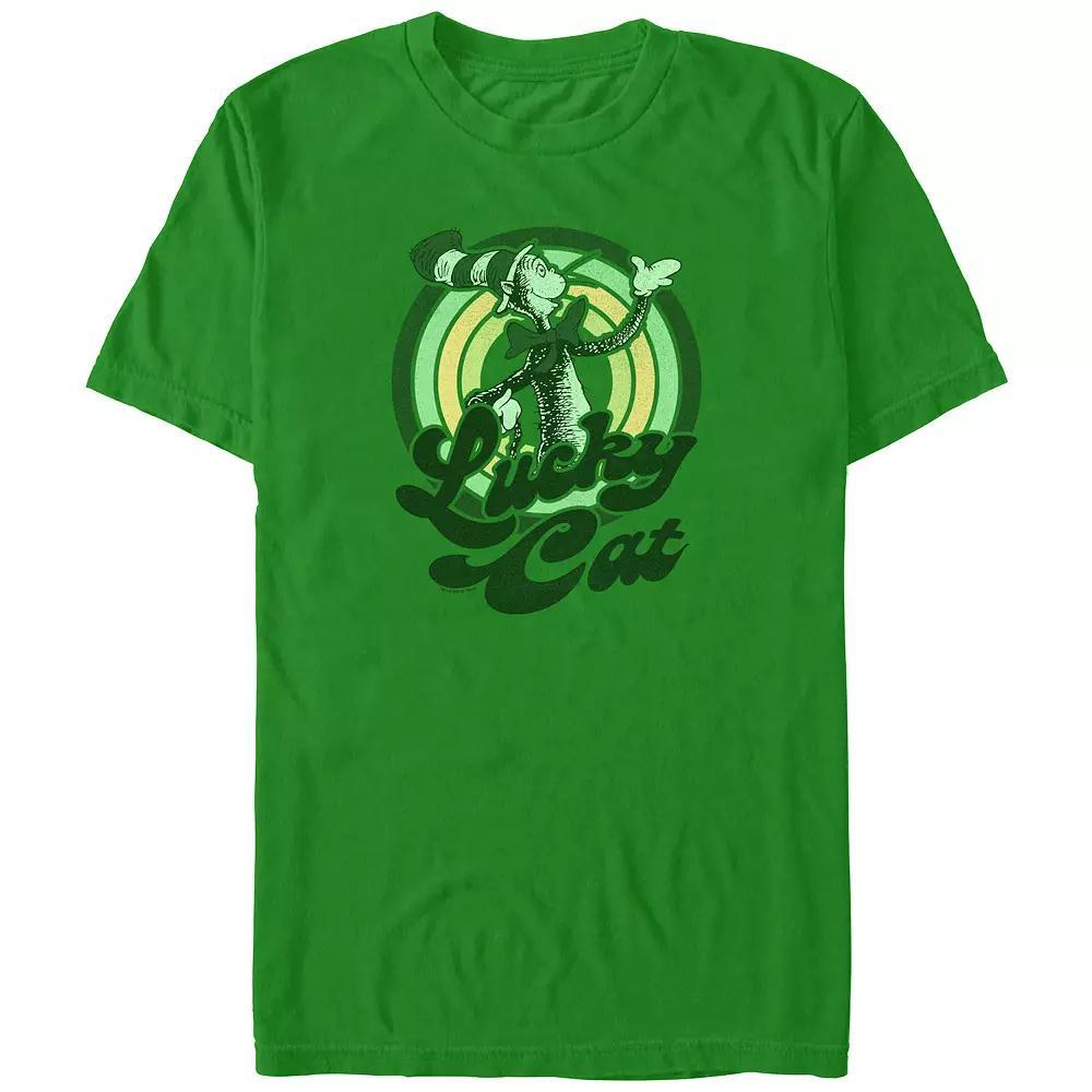 Men's Dr. Seuss Lucky Cat Stamp Graphic Tee, Size: XS, Kelly Product Image
