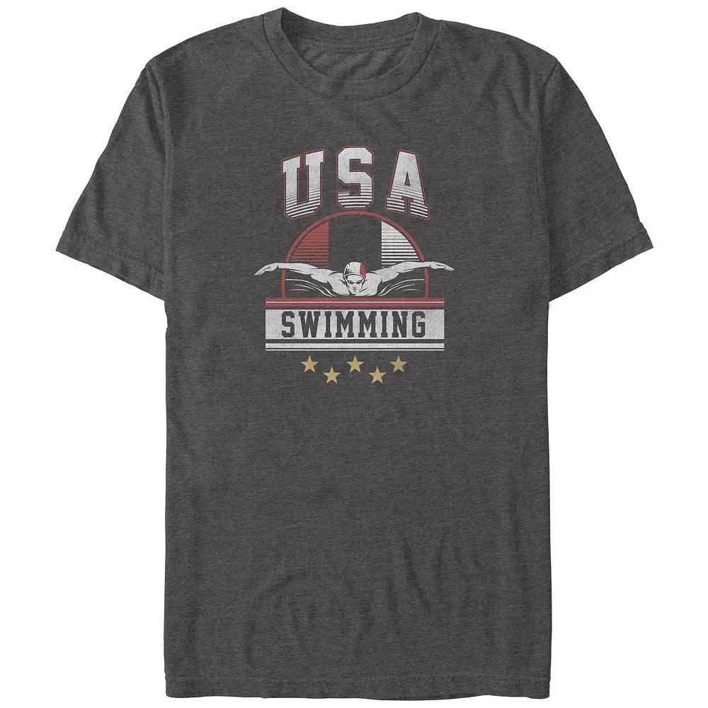 Big & Tall USA Swimming Graphic Tee, Men's, Size: 3XL Tall, Grey Heather Product Image