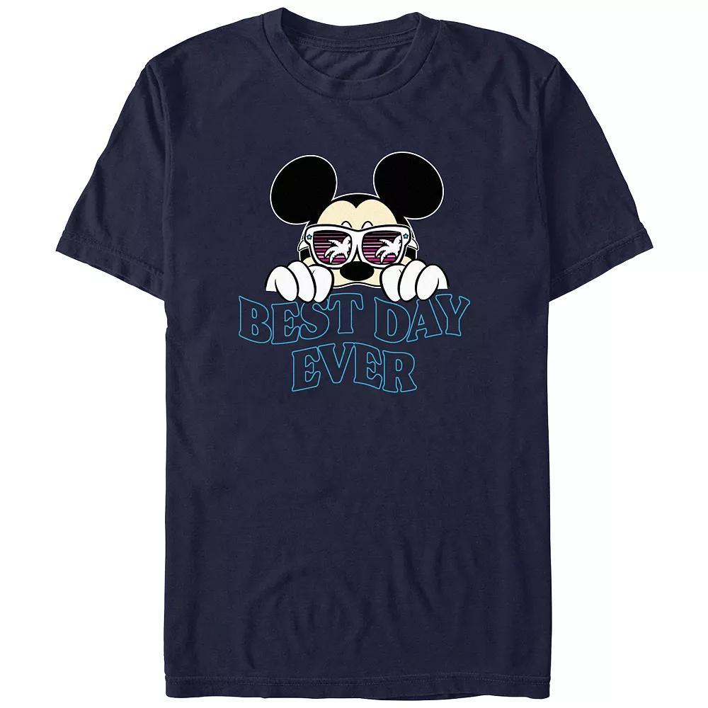 Disney's Mickey Mouse Sunglasses Best Day Ever Men's Graphic Tee, Size: Small, Blue Product Image