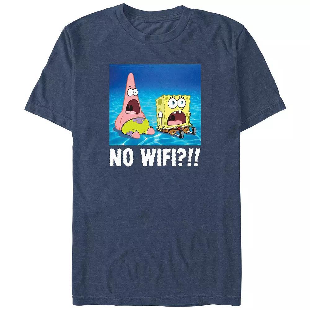 Big & Tall SpongeBob SquarePants No Wi-Fi Graphic Tee, Men's, Size: Large Tall, Navy Grey Product Image