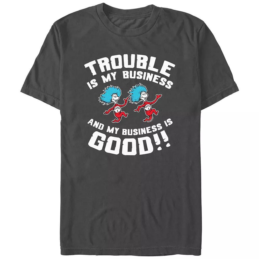Men's Dr. Seuss Trouble Is My Business Graphic Tee, Size: Small, Grey Product Image