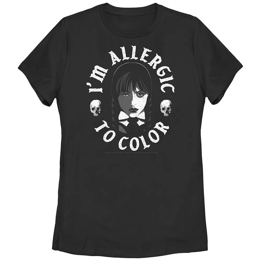 Juniors' Wednesday I'm Allergic To Color Graphic Tee, Girl's, Size: Small, Black Product Image