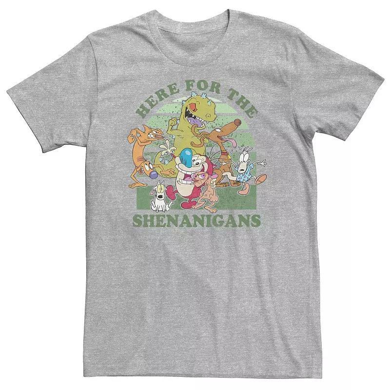 Big & Tall Here For The Shenanigans Multiple Nickelodeon Character Collab Tee, Men's, Size: 4XL Tall, Athletic Grey Product Image