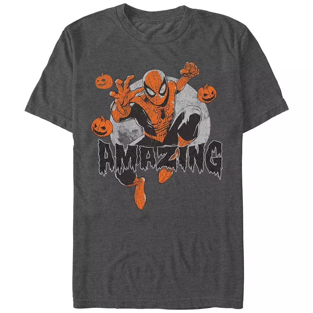 Men's Marvel Spider-Man Amazing Halloween Graphic Tee, Size: Medium, Grey Heather Product Image