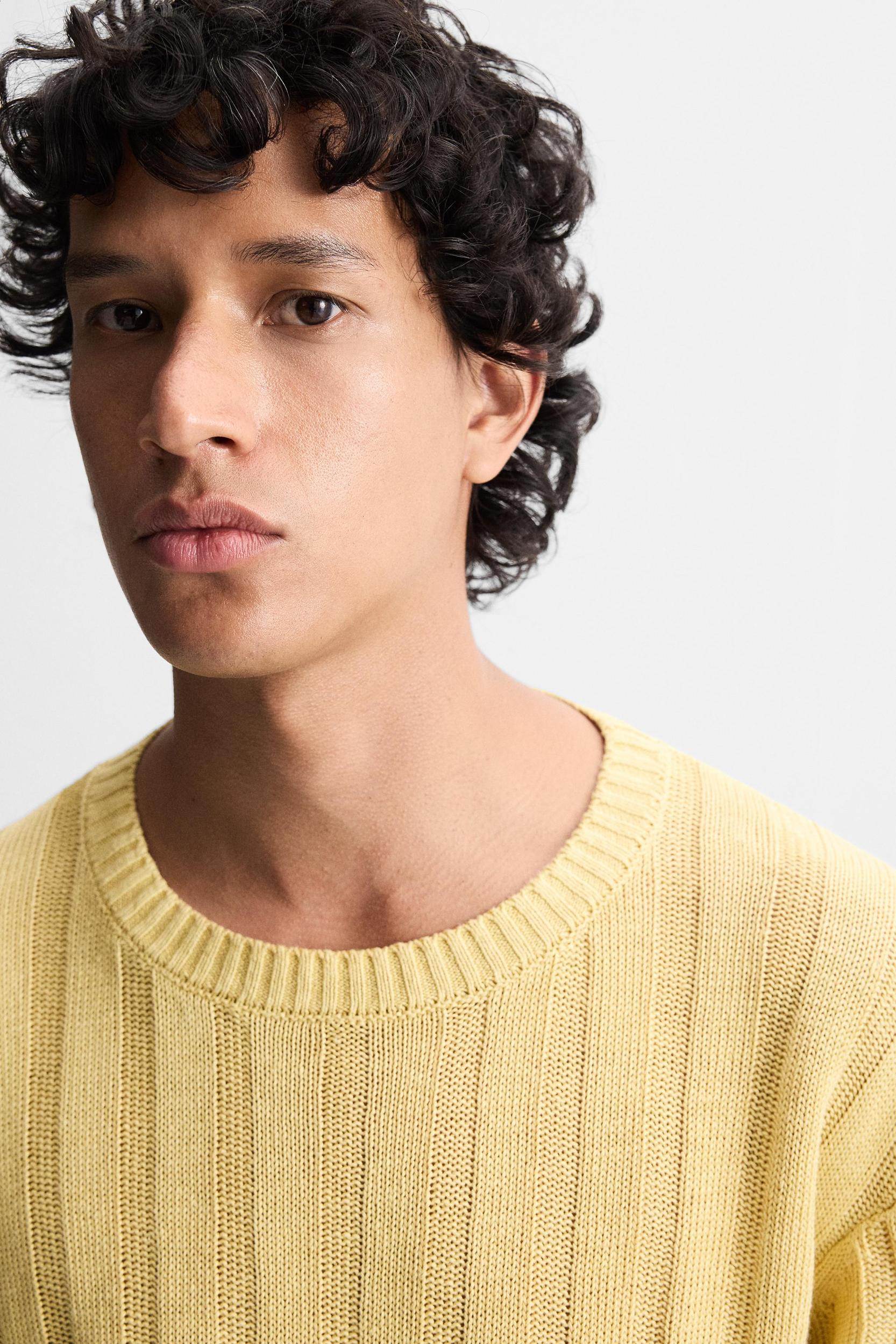 100% LINEN RIBBED SWEATER Product Image