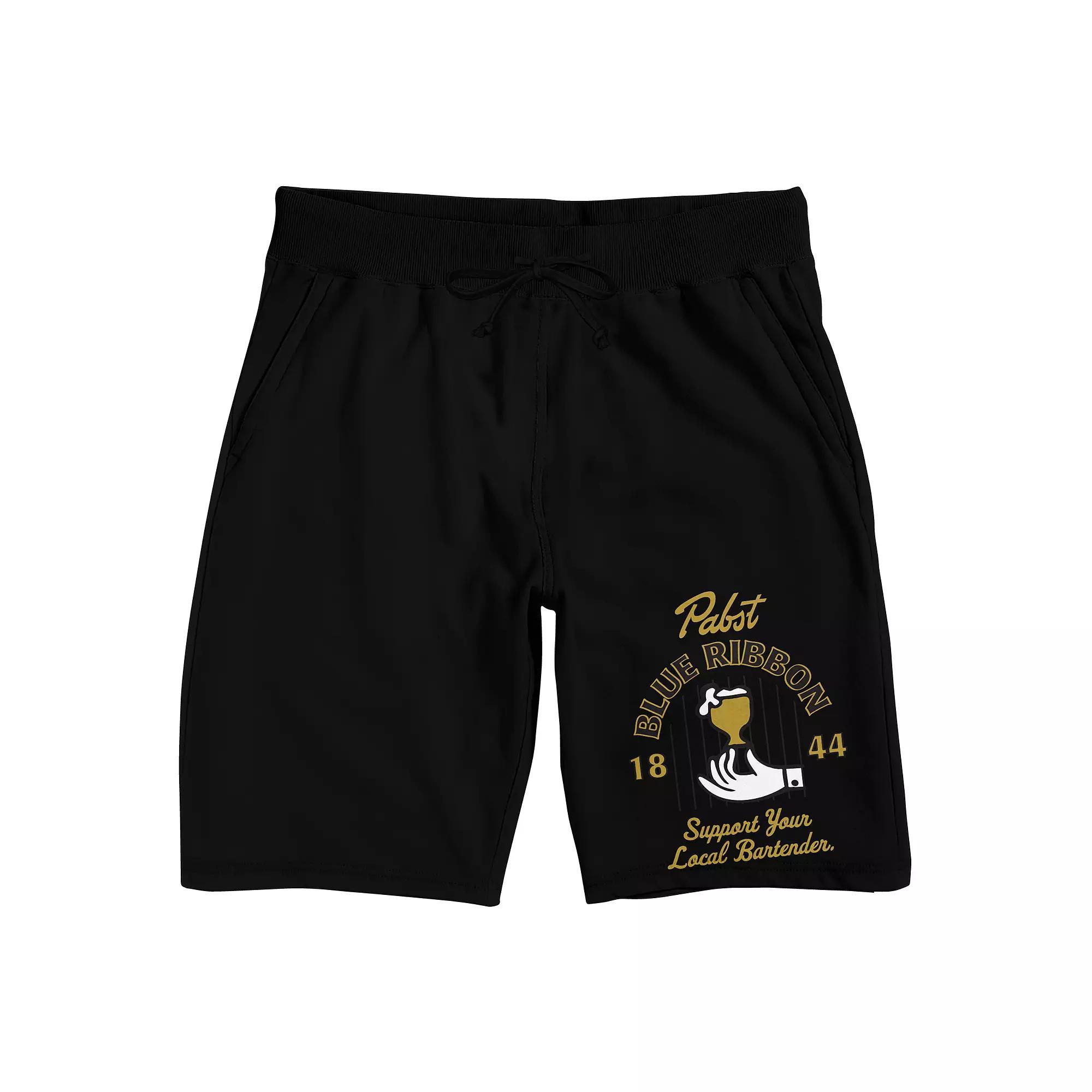 Men's Pabst Blue Ribbon Pajama Shorts, Size: Small, Black Product Image