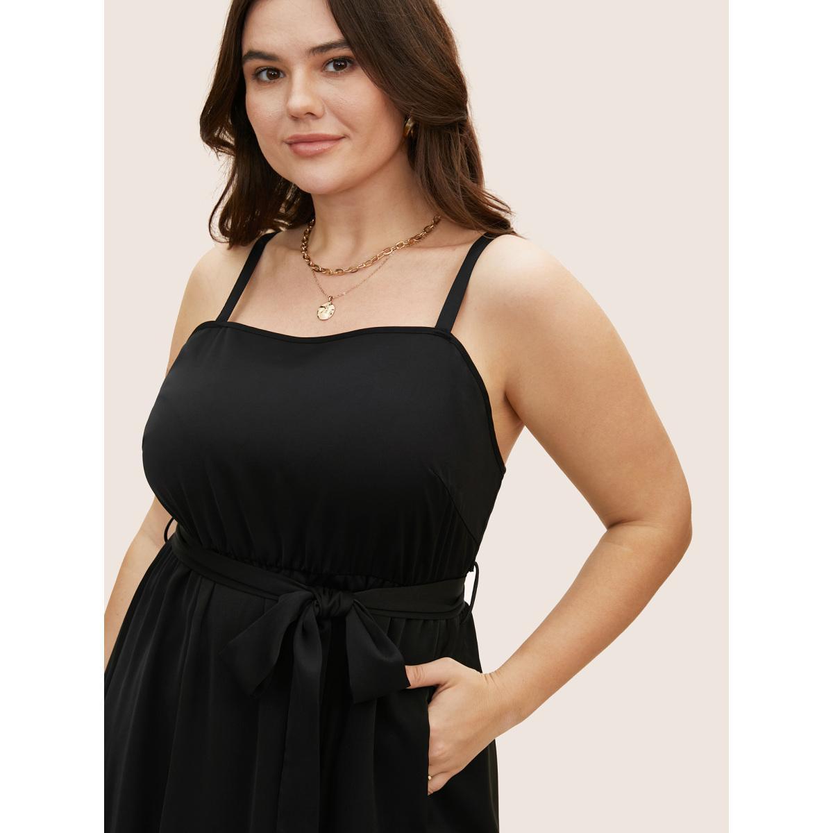 Plus Size Lace Transparent Hemline Sleeveless Maxi Dress Black Women Elegant Woven ribbon&lace trim Non Sleeveless Curvy BloomChic 28/5X Product Image