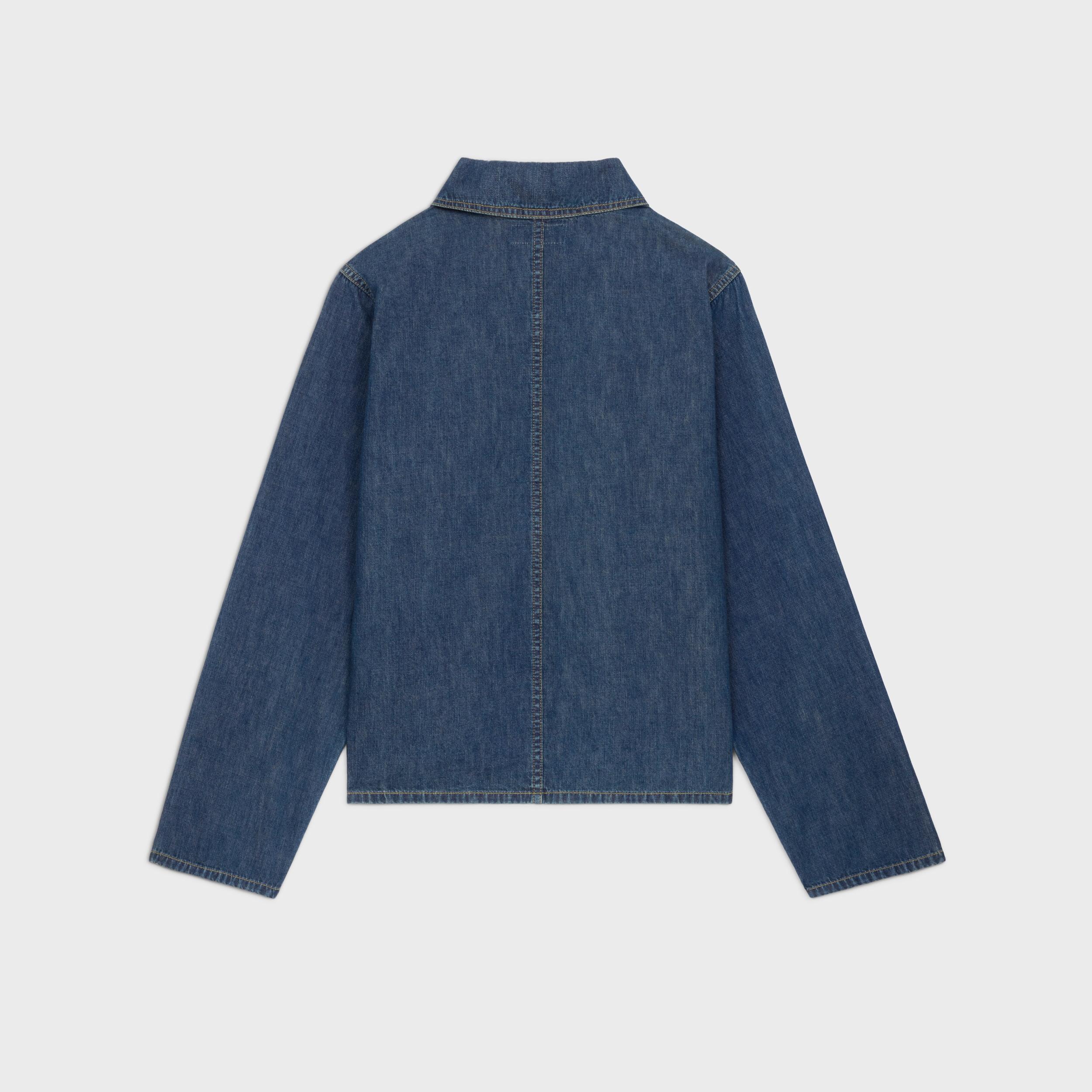 quater zip shirt in dark ocean wash denim Product Image