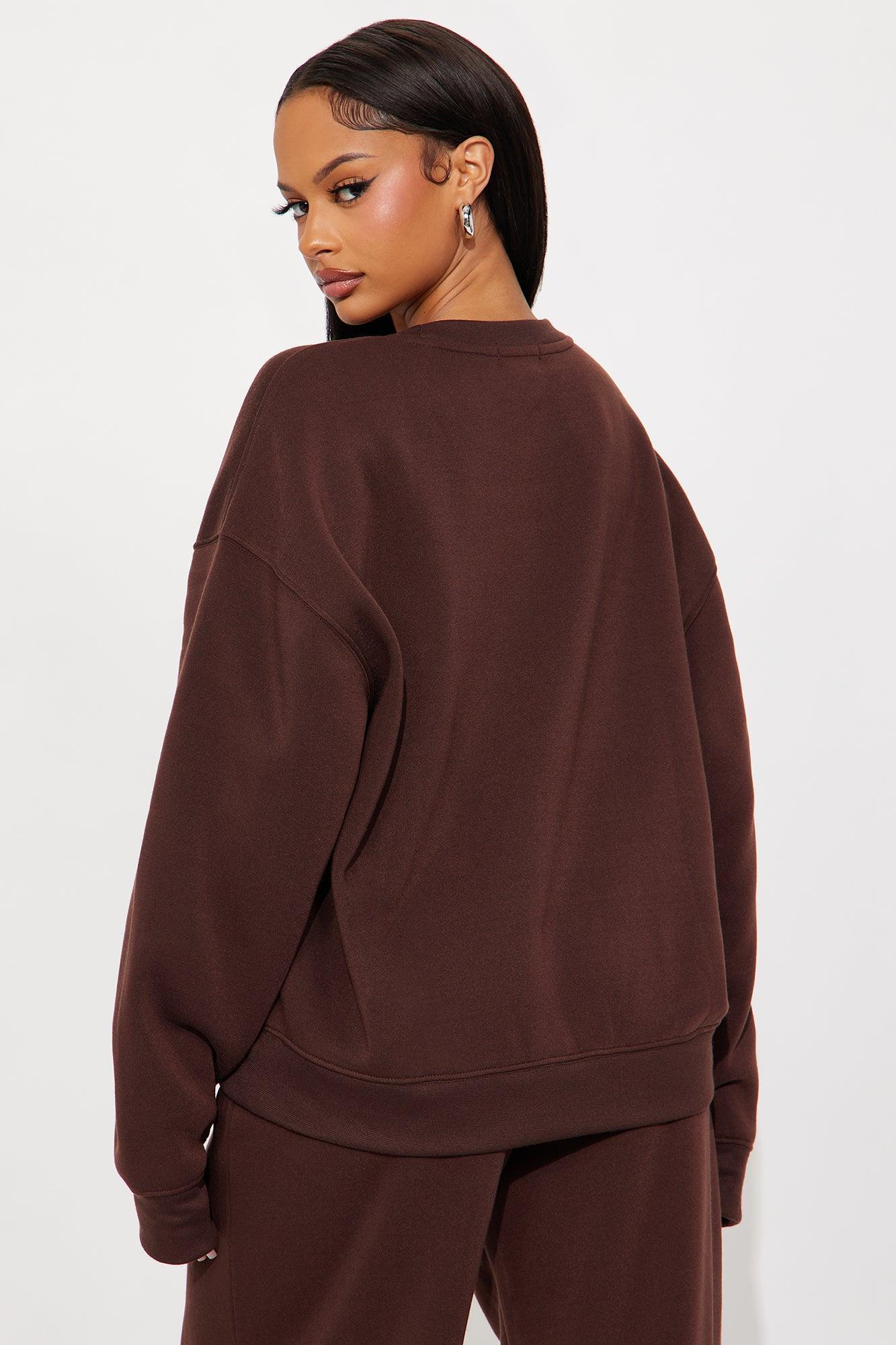 Hello Goodbye Crew Neck Sweatshirt - Brown Product Image