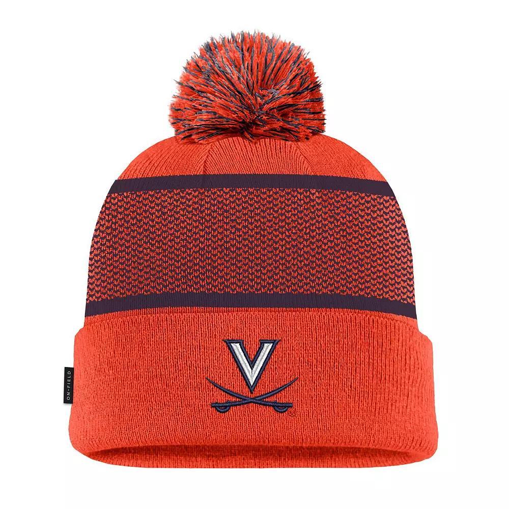 Men's Nike Orange Virginia Cavaliers 2024 Sideline Peak Cuffed Knit Hat with Pom Product Image