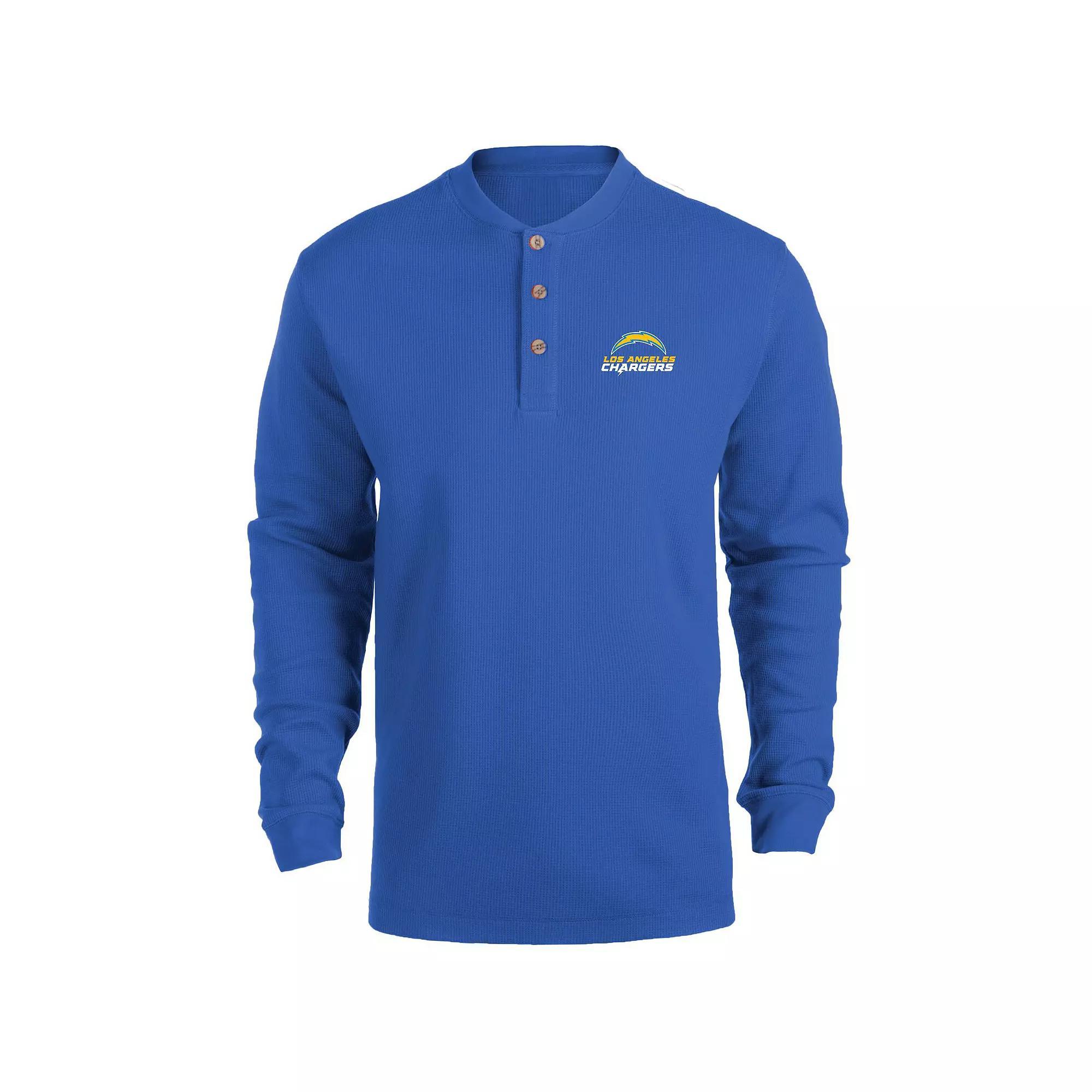 Men's Dunbrooke Royal Los Angeles Chargers Logo Maverick Thermal Henley Long Sleeve T-Shirt, Size: Small, Blue Product Image