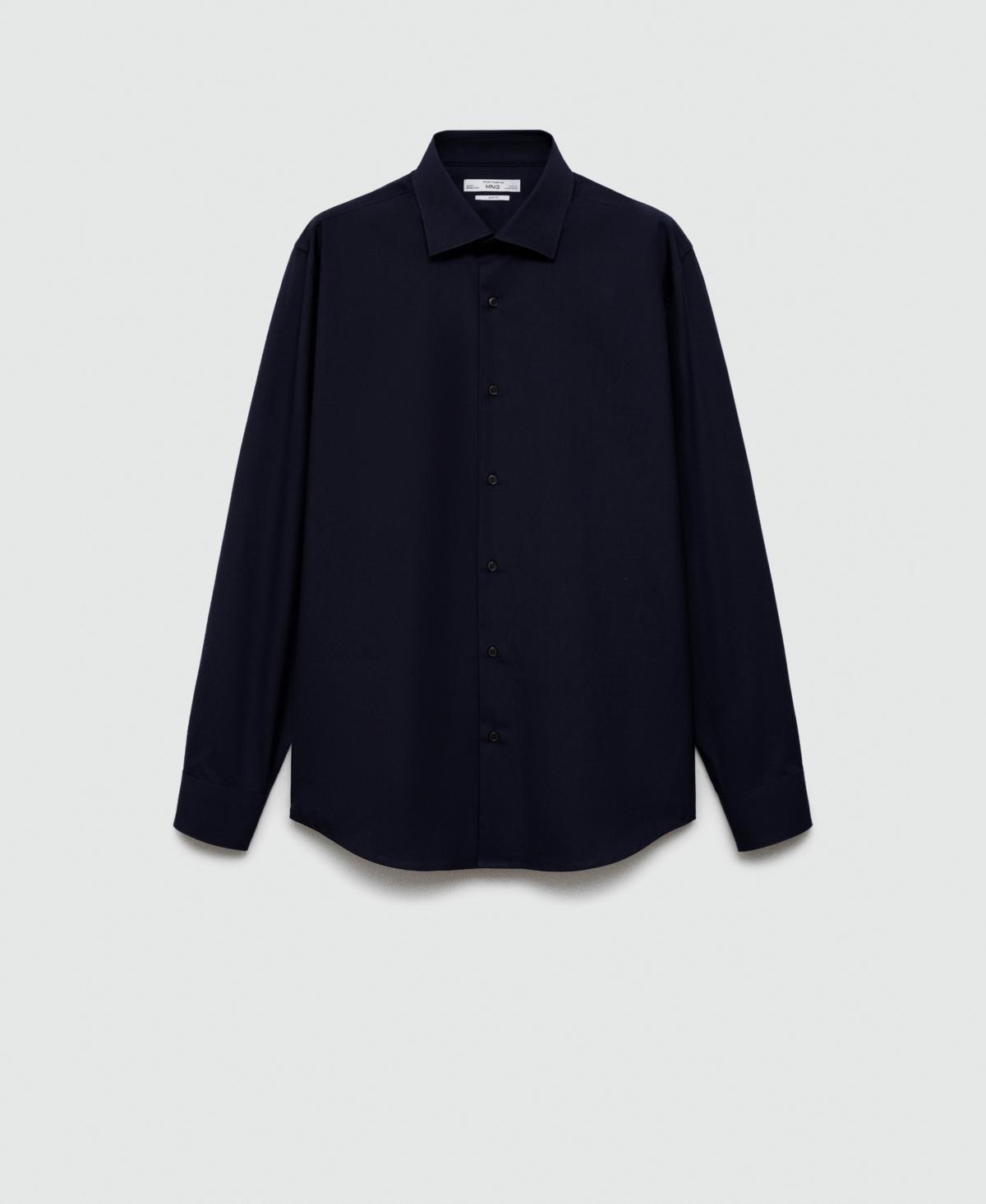 Slim-fit cotton poplin suit shirt - Men | MANGO USA Product Image