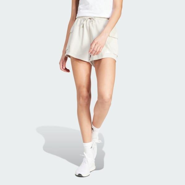 Women's adidas Essentials Small Logo Terry Sportswear Cargo Shorts, Size: XL, Bliss Purple Product Image