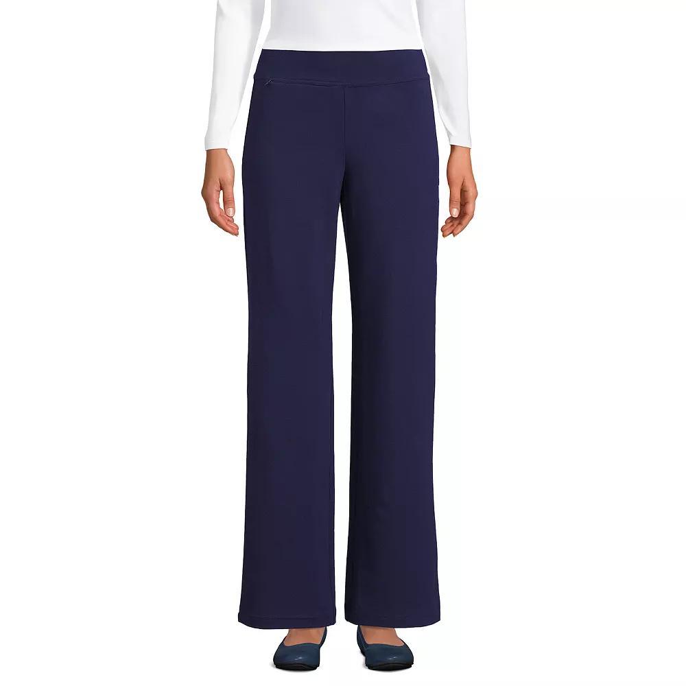 Women's Lands' End Starfish Mid Rise Wide Leg Pull On Pants, Size: Small, Grey Heather Product Image