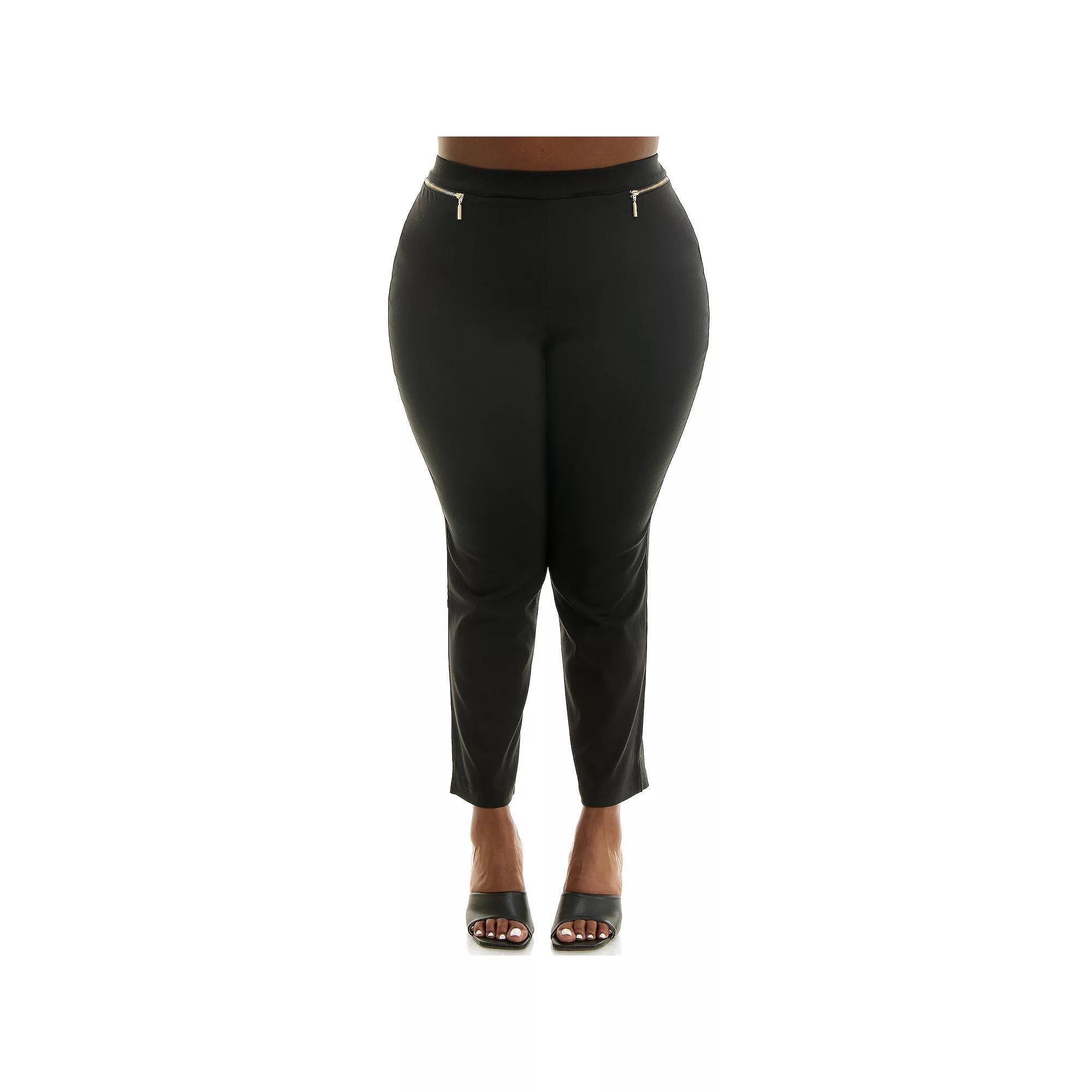 Plus Size Nina Leonard Ankle Length Millennium Pants, Women's, Size: 2XL, Black Product Image