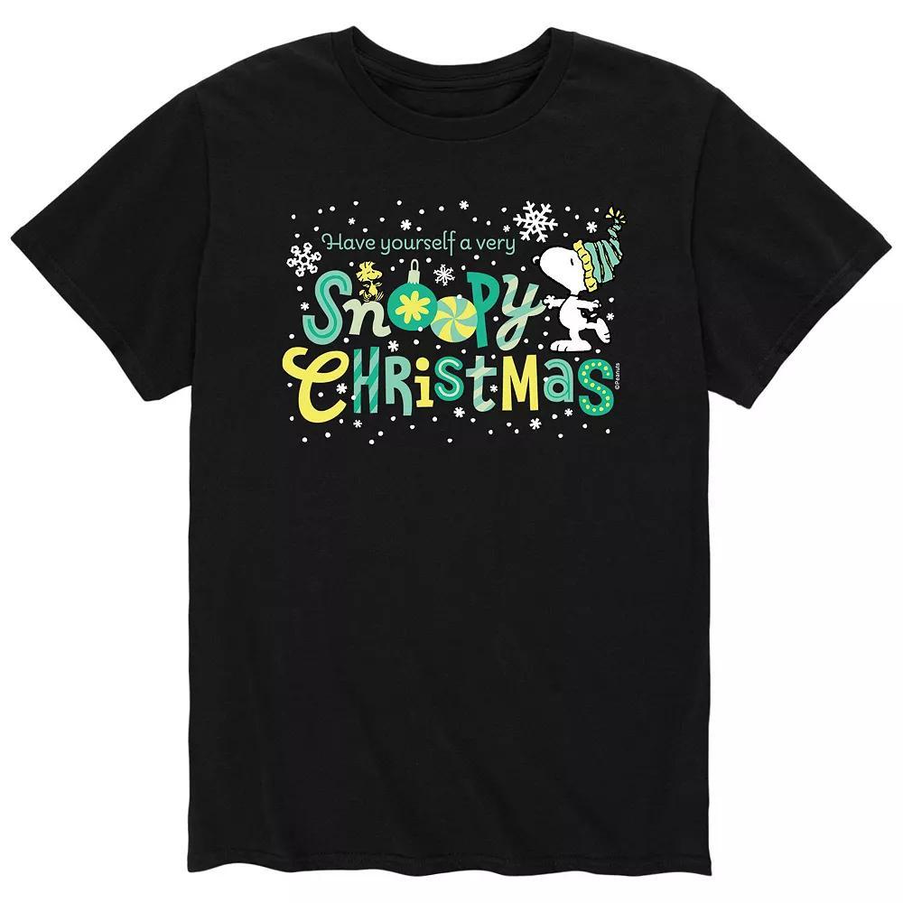Men's Peanuts Snoopy Christmas Tee, Size: Small, Black Product Image